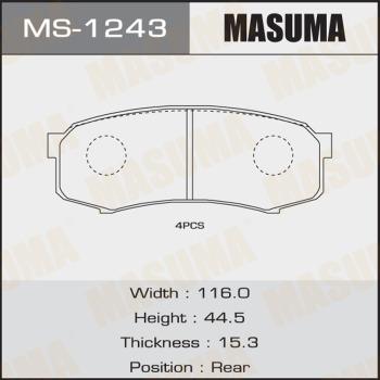 MASUMA MS-1243 - Гальмівні колодки, дискові гальма autozip.com.ua