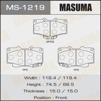 MASUMA MS-1219 - Гальмівні колодки, дискові гальма autozip.com.ua