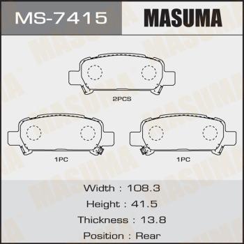 MASUMA MS-7415 - Гальмівні колодки, дискові гальма autozip.com.ua