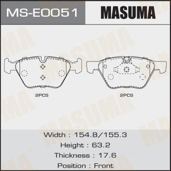 MASUMA MS-E0051 - Комплект гальм, барабанний механізм autozip.com.ua