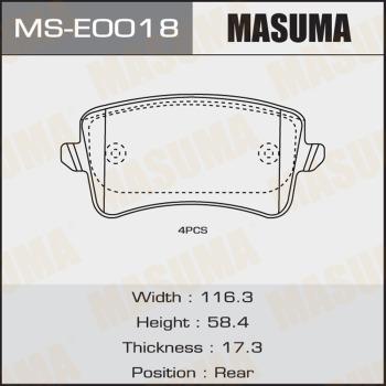 MASUMA MS-E0018 - Комплект гальм, барабанний механізм autozip.com.ua