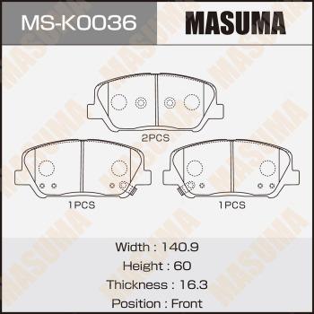 MASUMA MS-K0036 - Гальмівні колодки, дискові гальма autozip.com.ua