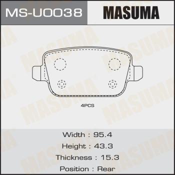 MASUMA MS-U0038 - Гальмівні колодки, дискові гальма autozip.com.ua