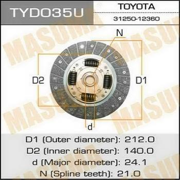 MASUMA TYD035 - Диск зчеплення autozip.com.ua