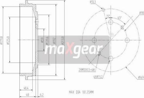 Maxgear 19-1061 - Гальмівний барабан autozip.com.ua