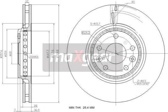 Maxgear 19-2363 - Гальмівний диск autozip.com.ua