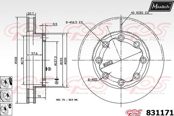 Maxtech 5265230 - Поворотний кулак, підвіска колеса autozip.com.ua