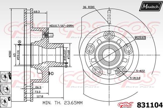 Maxtech 855094 - Гальмівний диск autozip.com.ua