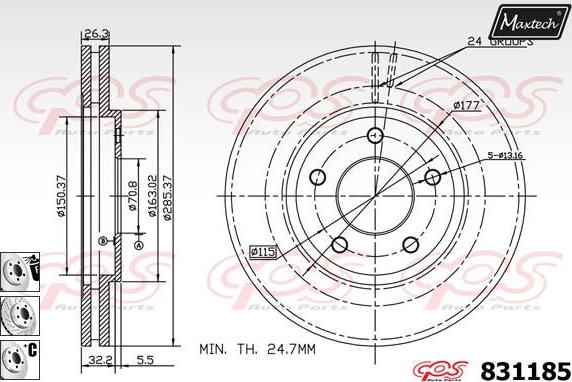 Maxtech 883001 - Гальмівний диск autozip.com.ua