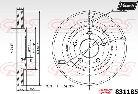 Maxtech 71810136 - Направляючий болт, корпус скоби гальма autozip.com.ua