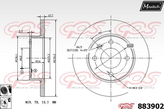 Maxtech 6261021 - Гальмівний супорт autozip.com.ua