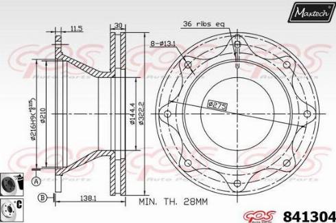 Maxtech 841304.6060 - Гальмівний диск autozip.com.ua