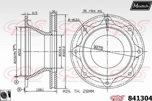 Maxtech 841304.0060 - Гальмівний диск autozip.com.ua