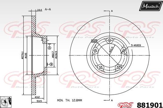 Maxtech 855090 - Гальмівний диск autozip.com.ua