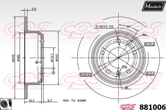 Maxtech 855045 - Гальмівний диск autozip.com.ua