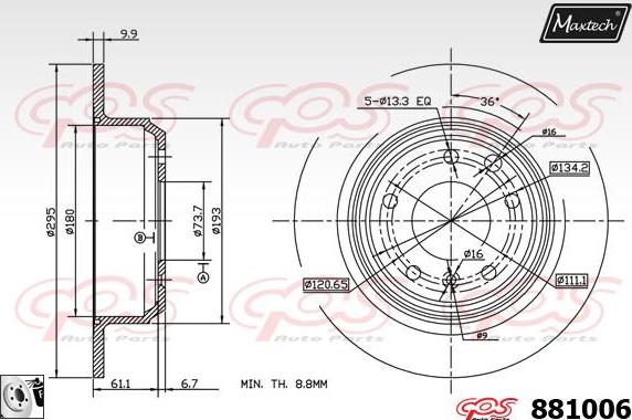 Maxtech 855046 - Гальмівний диск autozip.com.ua