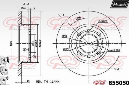 Maxtech 855050.6880 - Гальмівний диск autozip.com.ua