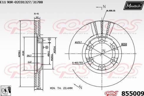 Maxtech 855009.0080 - Гальмівний диск autozip.com.ua