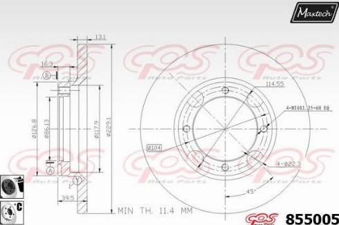 Maxtech 855005.6060 - Гальмівний диск autozip.com.ua