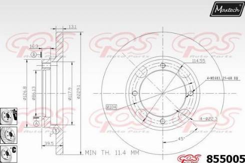 Maxtech 855005.6980 - Гальмівний диск autozip.com.ua