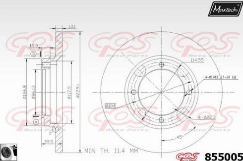 Maxtech 855005.0060 - Гальмівний диск autozip.com.ua