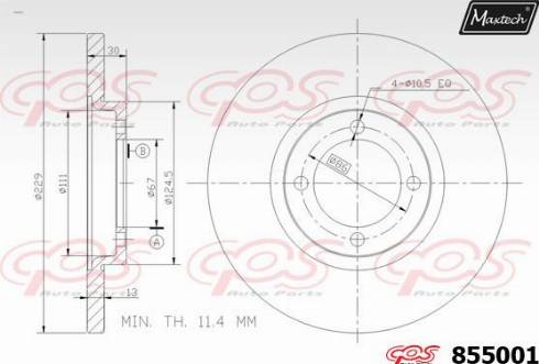 Maxtech 855001.0000 - Гальмівний диск autozip.com.ua