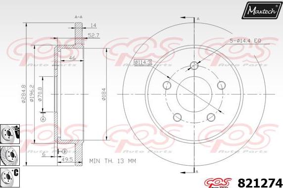 Maxtech 855038 - Гальмівний диск autozip.com.ua