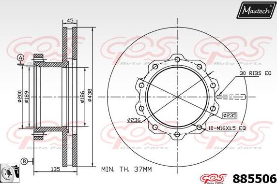 Maxtech 855105 - Гальмівний диск autozip.com.ua