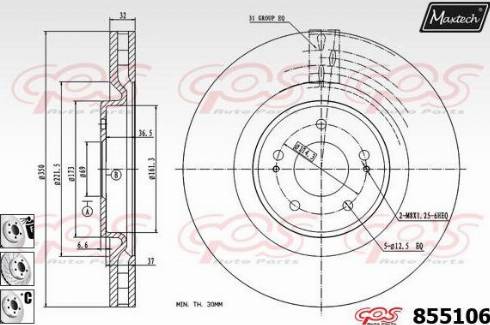 Maxtech 855106.6880 - Гальмівний диск autozip.com.ua