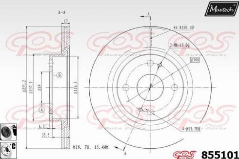 Maxtech 855101.6060 - Гальмівний диск autozip.com.ua