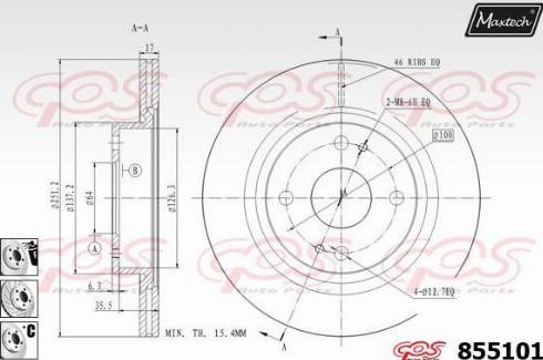 Maxtech 855101.6980 - Гальмівний диск autozip.com.ua