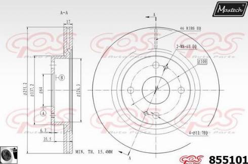 Maxtech 855101.0060 - Гальмівний диск autozip.com.ua