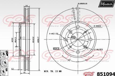 Maxtech 851094.6880 - Гальмівний диск autozip.com.ua