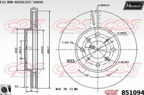 Maxtech 851094.0060 - Гальмівний диск autozip.com.ua