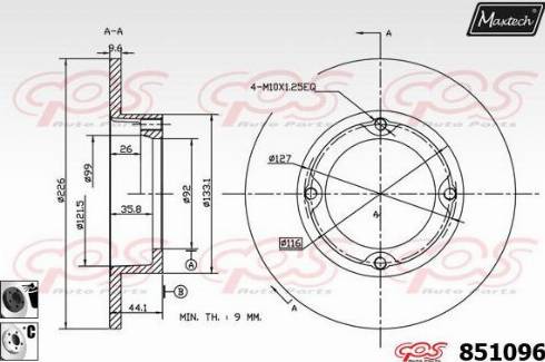 Maxtech 851096.6060 - Гальмівний диск autozip.com.ua