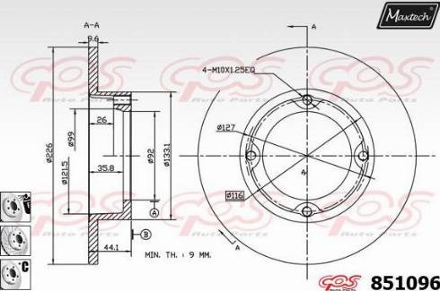 Maxtech 851096.6880 - Гальмівний диск autozip.com.ua