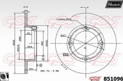 Maxtech 851096.0060 - Гальмівний диск autozip.com.ua