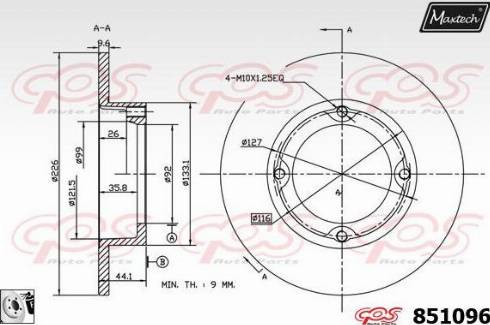 Maxtech 851096.0080 - Гальмівний диск autozip.com.ua