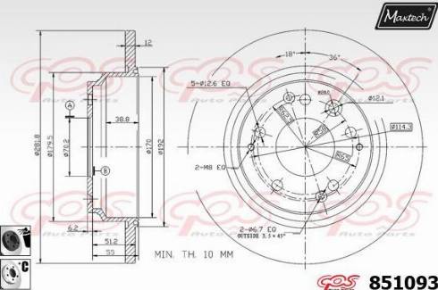 Maxtech 851093.6060 - Гальмівний диск autozip.com.ua