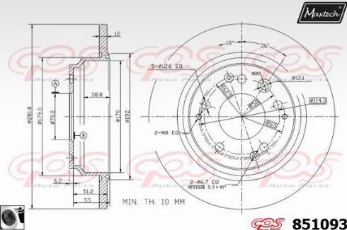 Maxtech 851093.0060 - Гальмівний диск autozip.com.ua