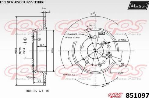 Maxtech 851097.0000 - Гальмівний диск autozip.com.ua