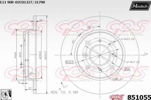 Maxtech 851055.0080 - Гальмівний диск autozip.com.ua