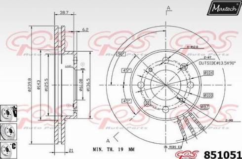 Maxtech 851051.6880 - Гальмівний диск autozip.com.ua