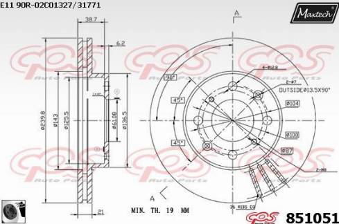 Maxtech 851051.0060 - Гальмівний диск autozip.com.ua