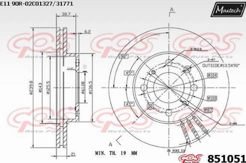 Maxtech 851051.0000 - Гальмівний диск autozip.com.ua