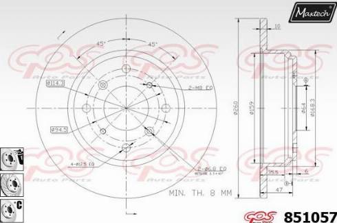 Maxtech 851057.6880 - Гальмівний диск autozip.com.ua