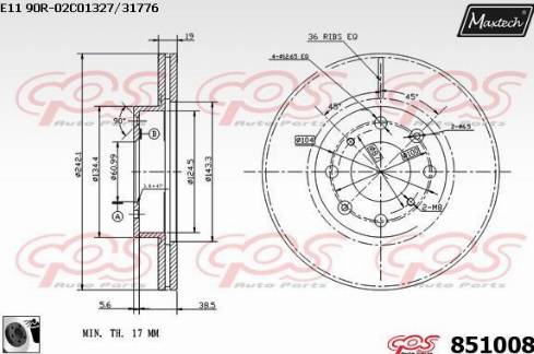 Maxtech 851008.0060 - Гальмівний диск autozip.com.ua