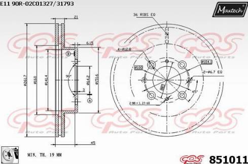 Maxtech 851011.0080 - Гальмівний диск autozip.com.ua