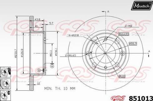 Maxtech 851013.6880 - Гальмівний диск autozip.com.ua