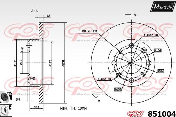 Maxtech 851013 - Гальмівний диск autozip.com.ua